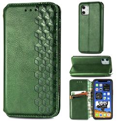 Ultra Slim Fashion Business Card Magnetic Automatic Suction Leather Flip Cover for iPhone 12 mini (5.4 inch) - Green
