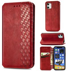 Ultra Slim Fashion Business Card Magnetic Automatic Suction Leather Flip Cover for iPhone 12 mini (5.4 inch) - Red