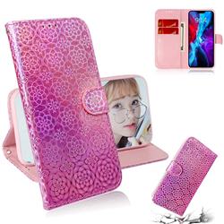 Laser Circle Shining Leather Wallet Phone Case for iPhone 12 mini (5.4 inch) - Pink
