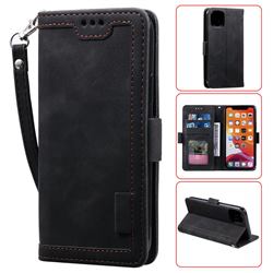 Luxury Retro Stitching Leather Wallet Phone Case for iPhone 12 mini (5.4 inch) - Black
