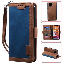 Luxury Retro Stitching Leather Wallet Phone Case for iPhone 12 mini (5.4 inch) - Dark Blue