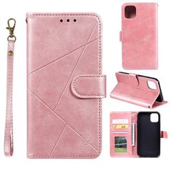 Embossing Geometric Leather Wallet Case for iPhone 12 mini (5.4 inch) - Rose Gold