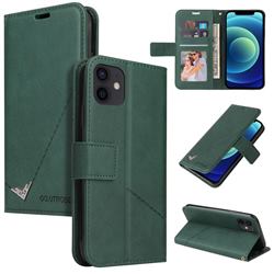GQ.UTROBE Right Angle Silver Pendant Leather Wallet Phone Case for iPhone 12 mini (5.4 inch) - Green