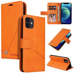 GQ.UTROBE Right Angle Silver Pendant Leather Wallet Phone Case for iPhone 12 mini (5.4 inch) - Orange