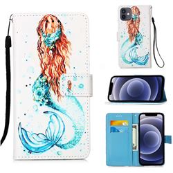 Mermaid Matte Leather Wallet Phone Case for iPhone 12 mini (5.4 inch)