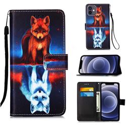 Water Fox Matte Leather Wallet Phone Case for iPhone 12 mini (5.4 inch)