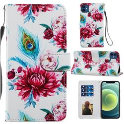 Peacock Flower Smooth Leather Phone Wallet Case for iPhone 12 mini (5.4 inch)