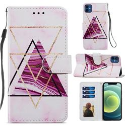Three-color Marble Smooth Leather Phone Wallet Case for iPhone 12 mini (5.4 inch)