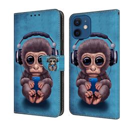 Cute Orangutan Crystal PU Leather Protective Wallet Case Cover for iPhone 12 mini (5.4 inch)