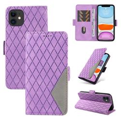 Grid Pattern Splicing Protective Wallet Case Cover for iPhone 12 mini (5.4 inch) - Purple