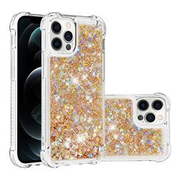 Dynamic Liquid Glitter Sand Quicksand TPU Case for iPhone 12 / 12 Pro (6.1 inch) - Rose Gold Love Heart