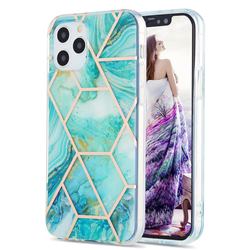 Blue Sea Marble Pattern Galvanized Electroplating Protective Case Cover for iPhone 12 / 12 Pro (6.1 inch)