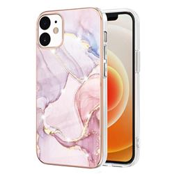 Rose Gold Dancing Electroplated Gold Frame 2.0 Thickness Plating Marble IMD Soft Back Cover for iPhone 12 / 12 Pro (6.1 inch)