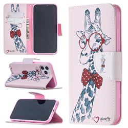 Glasses Giraffe Leather Wallet Case for iPhone 12 / 12 Pro (6.1 inch)
