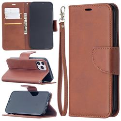 Classic Sheepskin PU Leather Phone Wallet Case for iPhone 12 / 12 Pro (6.1 inch) - Brown