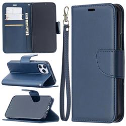 Classic Sheepskin PU Leather Phone Wallet Case for iPhone 12 / 12 Pro (6.1 inch) - Blue