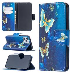 Golden Butterflies Leather Wallet Case for iPhone 12 / 12 Pro (6.1 inch)