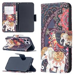 Totem Flower Elephant Leather Wallet Case for iPhone 12 / 12 Pro (6.1 inch)
