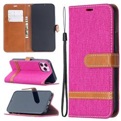 Jeans Cowboy Denim Leather Wallet Case for iPhone 12 / 12 Pro (6.1 inch) - Rose