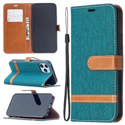 Jeans Cowboy Denim Leather Wallet Case for iPhone 12 / 12 Pro (6.1 inch) - Green