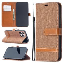 Jeans Cowboy Denim Leather Wallet Case for iPhone 12 / 12 Pro (6.1 inch) - Brown