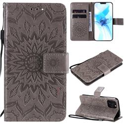 Embossing Sunflower Leather Wallet Case for iPhone 12 / 12 Pro (6.1 inch) - Gray