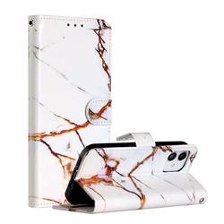 Platinum Marble Smooth Leather Phone Wallet Case for iPhone 12 / 12 Pro (6.1 inch)
