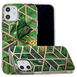 Green Rhombus Galvanized Rose Gold Marble Phone Back Cover for iPhone 12 / 12 Pro (6.1 inch)