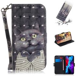 Cat Embrace 3D Painted Leather Wallet Phone Case for iPhone 12 / 12 Pro (6.1 inch)