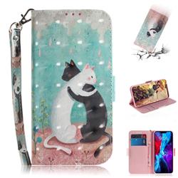 Black and White Cat 3D Painted Leather Wallet Phone Case for iPhone 12 / 12 Pro (6.1 inch)