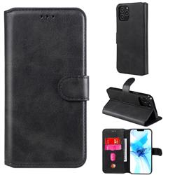 Retro Calf Matte Leather Wallet Phone Case for iPhone 12 / 12 Pro (6.1 inch) - Black