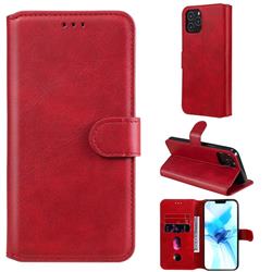 Retro Calf Matte Leather Wallet Phone Case for iPhone 12 / 12 Pro (6.1 inch) - Red