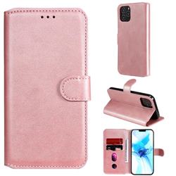 Retro Calf Matte Leather Wallet Phone Case for iPhone 12 / 12 Pro (6.1 inch) - Pink