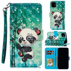 Cute Panda 3D Painted Leather Phone Wallet Case for iPhone 12 / 12 Pro (6.1 inch)