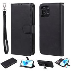 Retro Greek Detachable Magnetic PU Leather Wallet Phone Case for iPhone 12 / 12 Pro (6.1 inch) - Black