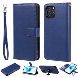 Retro Greek Detachable Magnetic PU Leather Wallet Phone Case for iPhone 12 / 12 Pro (6.1 inch) - Blue