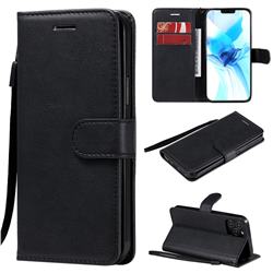 Retro Greek Classic Smooth PU Leather Wallet Phone Case for iPhone 12 / 12 Pro (6.1 inch) - Black