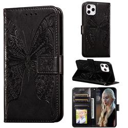 Intricate Embossing Vivid Butterfly Leather Wallet Case for iPhone 12 / 12 Pro (6.1 inch) - Black