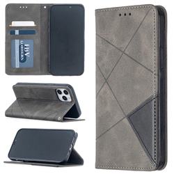 Prismatic Slim Magnetic Sucking Stitching Wallet Flip Cover for iPhone 12 / 12 Pro (6.1 inch) - Gray