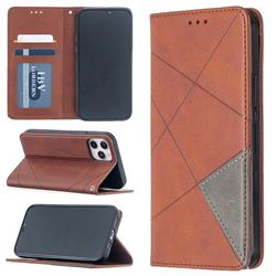 Prismatic Slim Magnetic Sucking Stitching Wallet Flip Cover for iPhone 12 / 12 Pro (6.1 inch) - Brown