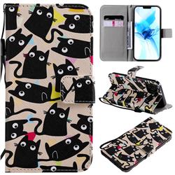 Cute Kitten Cat PU Leather Wallet Case for iPhone 12 / 12 Pro (6.1 inch)
