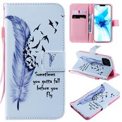 Feather Birds PU Leather Wallet Case for iPhone 12 / 12 Pro (6.1 inch)