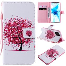 Colored Red Tree PU Leather Wallet Case for iPhone 12 / 12 Pro (6.1 inch)