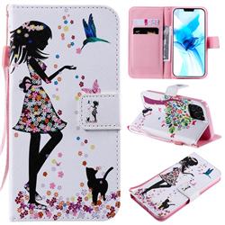 Petals and Cats PU Leather Wallet Case for iPhone 12 / 12 Pro (6.1 inch)