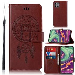 Intricate Embossing Owl Campanula Leather Wallet Case for iPhone 12 / 12 Pro (6.1 inch) - Brown