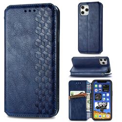 Ultra Slim Fashion Business Card Magnetic Automatic Suction Leather Flip Cover for iPhone 12 / 12 Pro (6.1 inch) - Dark Blue