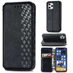 Ultra Slim Fashion Business Card Magnetic Automatic Suction Leather Flip Cover for iPhone 12 / 12 Pro (6.1 inch) - Black
