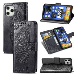 Embossing Mandala Flower Butterfly Leather Wallet Case for iPhone 12 / 12 Pro (6.1 inch) - Black