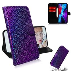 Laser Circle Shining Leather Wallet Phone Case for iPhone 12 / 12 Pro (6.1 inch) - Purple