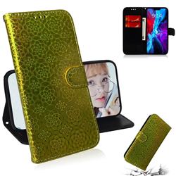 Laser Circle Shining Leather Wallet Phone Case for iPhone 12 / 12 Pro (6.1 inch) - Golden